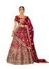Maroon color Heavily Embroidered Velvet Fabric Bridal wear Lehenga Choli
