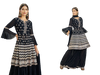 Black color Heavily Embroidered Georgette Fabric Party wear Indowestern style Suit