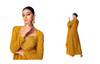 Mustard Yellow color Real Georgette Fabric Heavy Sequins work Indowestern style Suit