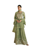 Green color Embroidered Georgette and Chinnon Fabric Indowestern style Party Wear Suit