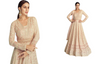 Powder Peach color Real Georgette Fabric Full Sleeve Floor Length Anarkali style Suit