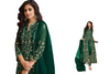 Dark Green color Ban Neck Design Centre Cut Pure Butterfly Net Fabric Embroidered Anarkali style Suit
