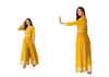 Fabulous Yellow color Chinnon Georgette Fabric Indo Western Suits511