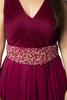 Fabulous Dark Magenta color Organza, Chinnon and Chiffon Fabric Gown548