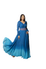 Fabulous Blue color Organza, Chinnon and Chiffon Fabric Gown549