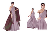 Lavender color Cut Sleeves Floor Length Georgette Fabric Gown