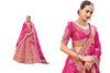 Hot Pink color Bridal wear Silk Fabric Heavily Embroidered Lehenga Choli
