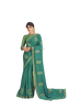 Green color Chinnon Fabric Saree