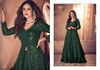 Dark Green color Heavy Sequins work Full Sleeves Floor Length Centre Cut Georgette Fabric Indowestern style Suit