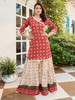 Cream and Red color Cotton Fabric Indowestern Suit