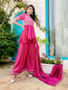 Fabulous Magenta color Cotton and Satin Indo Western Suits492