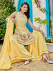 Fabulous Yellow color Cotton and Satin Indo Western Suits493