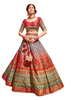 Red and Light Purple color Silk Fabric Printed Lehenga Choli