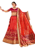 Tomato Red and Maroon color Silk Fabric Printed Lehenga Choli