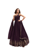 Wine color Cut Sleeve Floor Length Georgette Fabric Gown