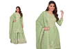 Light Green color Embroidery work Chinnon Fabric Suit