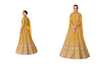 Yellow color Full Sleeves Floor Length Centre Cut Silk Fabric Indowestern style Party wear Suit