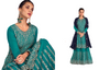 Fabulous Blue color Georgette Fabric Indo Western Suits1009
