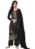 Black color Pure Silk Jacquard Fabric Printed Suit