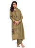 Soft Green color Pure Silk Jacquard Fabric Printed Suit