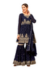 Blue color Faux Georgette Fabric Embroidered Sharara style Party Wear Suit