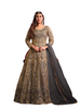 Navy Blue color Net Fabric Full Sleeves Floor Length Centre Cut Indowestern style Suit