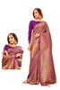 Purple color Handloom Weaving Silk Fabric Saree