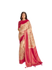 Cream color Banarasi Silk Fabric Saree