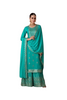 Blue color Georgette with Chinnon Fabric Party Wear Suit