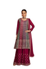 Maroon color Chinnon Silk Fabric Embroidered Party wear Suit