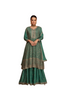 Green color Chinnon Silk Fabric Embroidered Party wear Suit