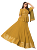 Fabulous Golden color Georgette and Chinnon Fabric Indo Western Suits1352