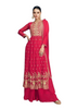 Red color Georgette Fabric Embroidered Suit