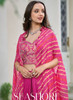 Beautiful Hot Pink Multi Embroidered Cape Style Co-Ord Dhoti Set