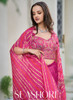 Beautiful Hot Pink Multi Embroidered Cape Style Co-Ord Dhoti Set