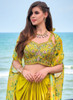 Beautiful Neon Yellow Multi Embroidered Cape Style Co-Ord Dhoti Set