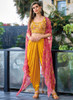 Beautiful Yellow Multi Embroidered Cape Style Co-Ord Dhoti Set