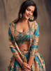 Beautiful Blue Golden Floral Printed Lehenga Choli