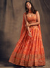 Beautiful Orange Golden Floral Printed Lehenga Choli