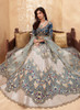 Beautiful Blue And Peach Multi Embroidered Designer Weddinng Lehenga Choli