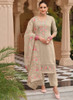 Beautiful Beige Multi Embroidery Traditional Silk Salwar Kameez