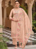 Beautiful Peach Multi Embroidery Traditional Silk Salwar Kameez