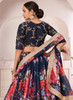 Beautiful Navy Blue Sequence Embellished Floral Lehenga Choli