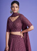 Beautiful Hazy Mauve Sequence Embroidery Wedding Lehenga Choli