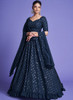 Beautiful Dark Blue Sequence Embroidery Wedding Lehenga Choli