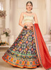 Beautiful Beige With Multicoloured Digital Printed Silk Lehenga Choli