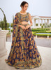 Beautiful Dark Blue Sequence Embroidery Floral Printed Lehenga Choli