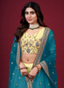 Beautiful Yellow And Blue Multi Embroidery Wedding Lehenga Choli