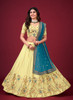 Beautiful Yellow And Blue Multi Embroidery Wedding Lehenga Choli