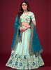 Beautiful Blue Two Tone Multi Embroidery Wedding Lehenga Choli